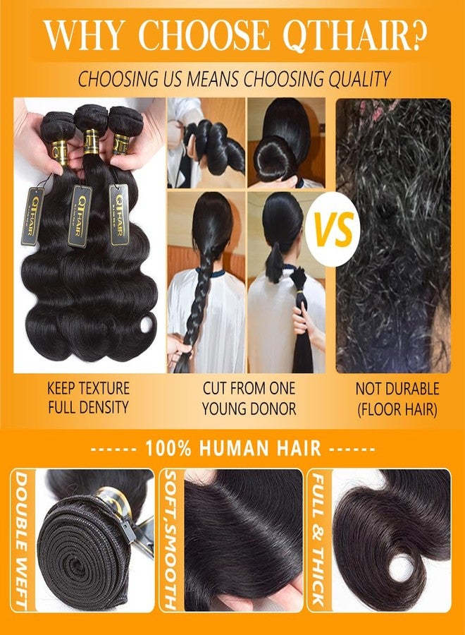 QTHAIR 18A Brazilian Body Wave Bundles Human Hair Brazilian Virgin Hair Bundles Full Thick Raw Body Wave Bundles Human Hair (16" 16" 18",Natural Color) Double Draw Hair Weft - Image 5